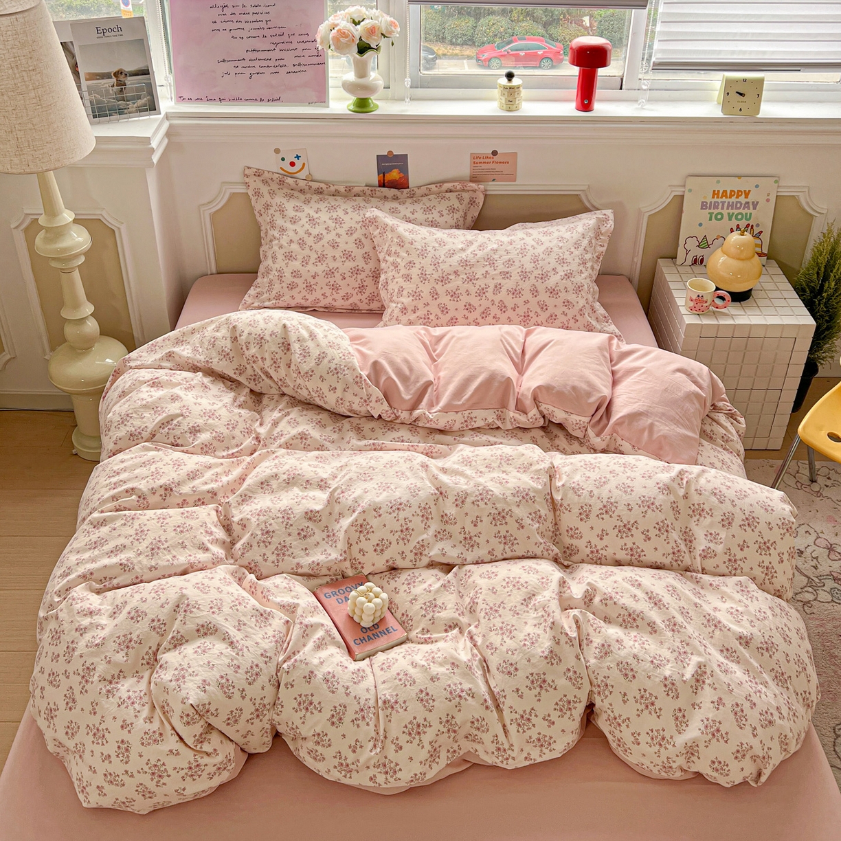 91家纺网 家纺一手货源 找家纺 梦莱斯 2026新款A类古法水洗仿棉云感纱四件套 七分甜