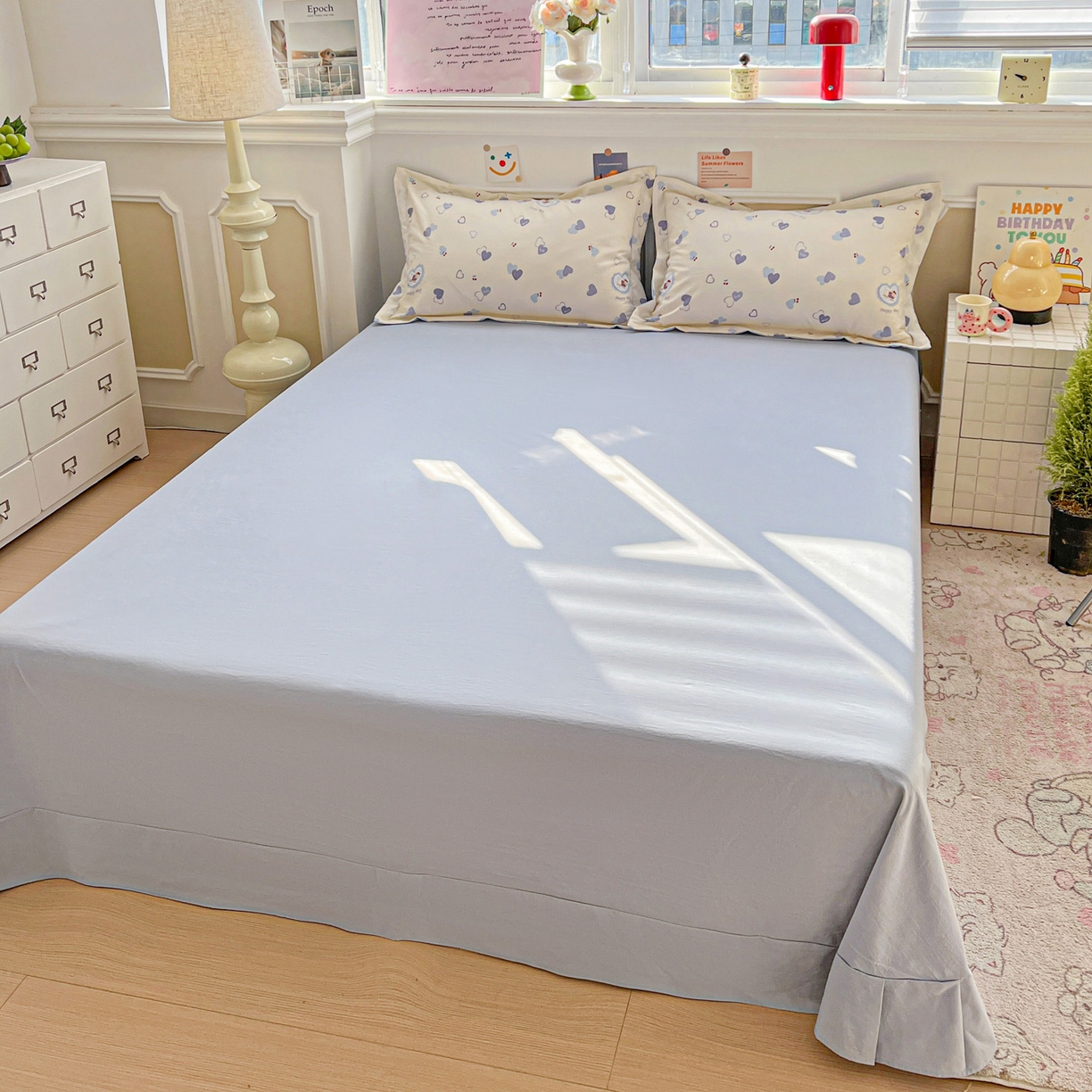 91家纺网 家纺一手货源 找家纺 梦莱斯 2026新款A类古法水洗仿棉云感纱四件套 甜心狗