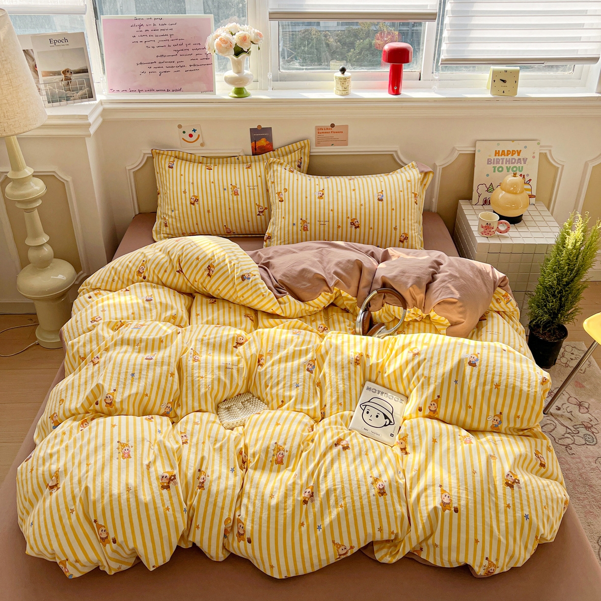 91家纺网 家纺一手货源 找家纺 梦莱斯 2026新款A类古法水洗仿棉云感纱四件套 甜心人