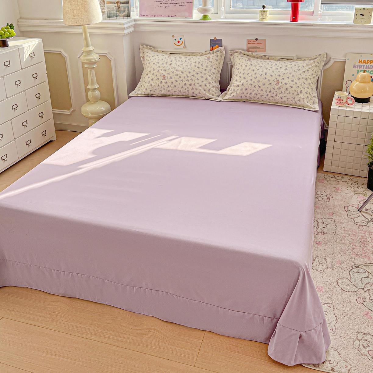 91家纺网 家纺一手货源 找家纺 梦莱斯 2026新款A类古法水洗仿棉云感纱四件套 兔小姐