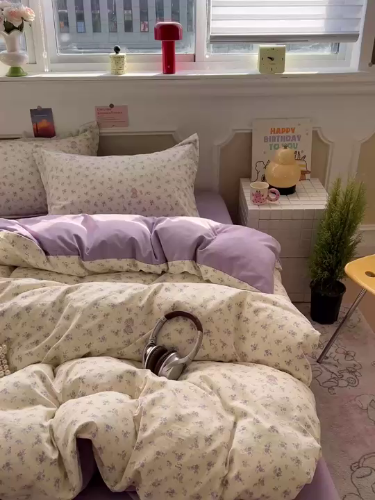 91家纺网 家纺一手货源 找家纺 梦莱斯 2026新款A类古法水洗仿棉云感纱四件套 兔小姐