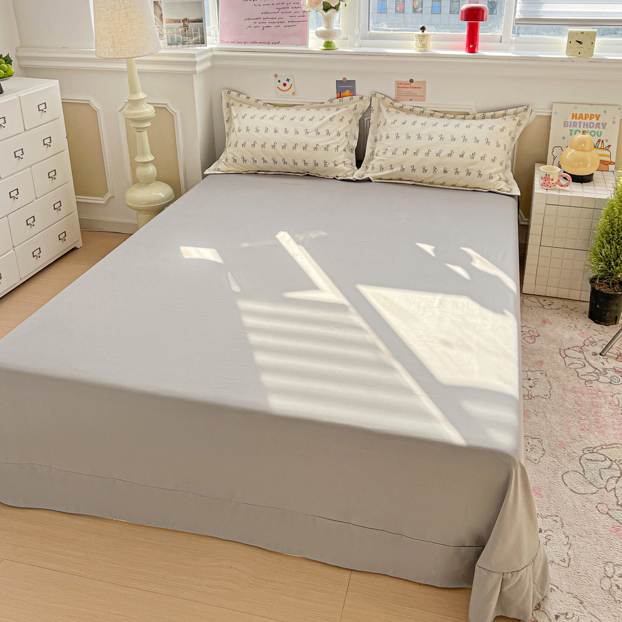 91家纺网 家纺一手货源 找家纺 梦莱斯 2026新款A类古法水洗仿棉云感纱四件套 小白马