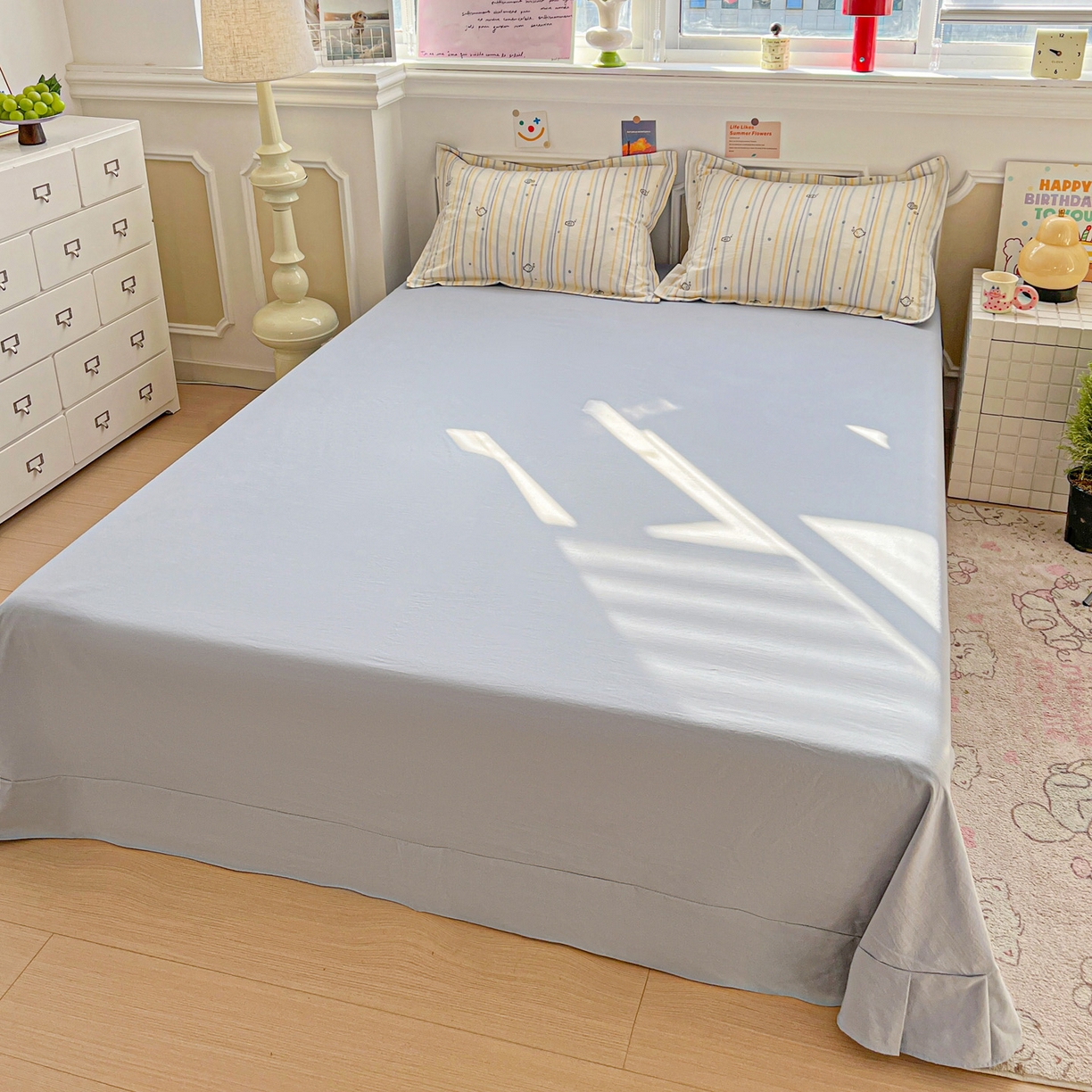 91家纺网 家纺一手货源 找家纺 梦莱斯 2026新款A类古法水洗仿棉云感纱四件套 许个鱼愿