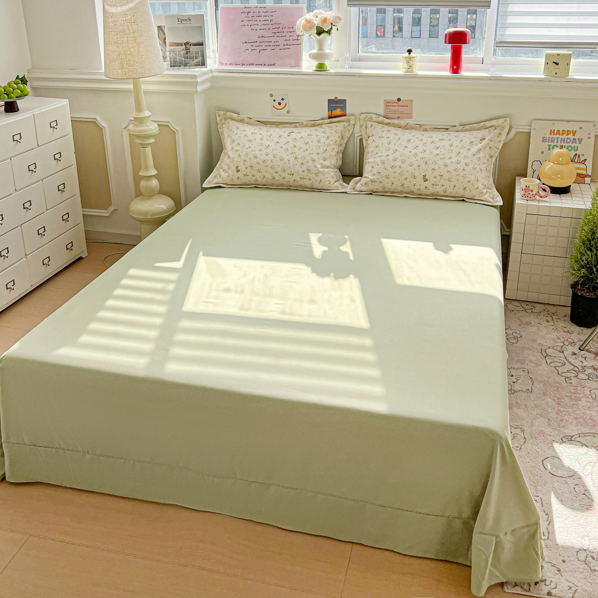 91家纺网 家纺一手货源 找家纺 梦莱斯 2026新款A类古法水洗仿棉云感纱四件套 叶初开