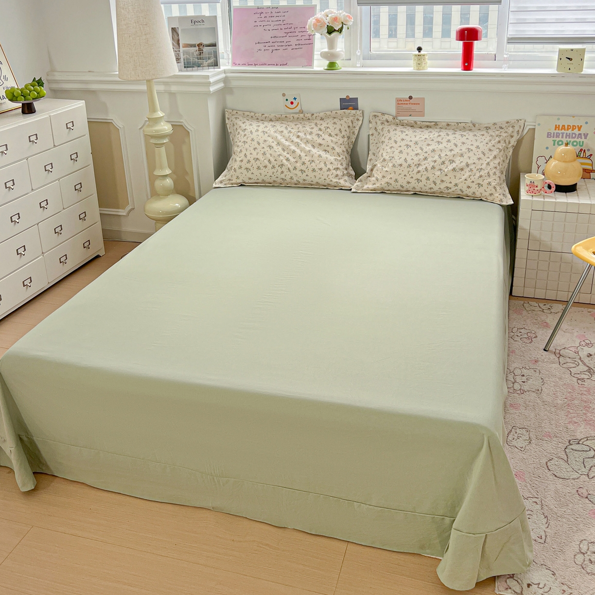 91家纺网 家纺一手货源 找家纺 梦莱斯 2026新款A类古法水洗仿棉云感纱四件套 屿花