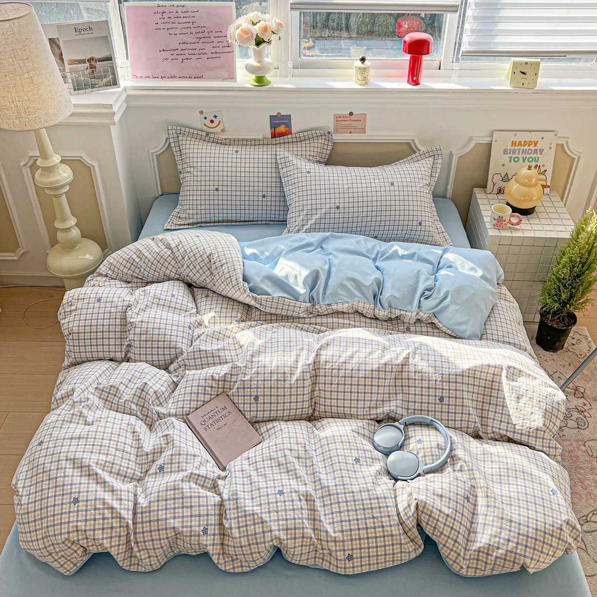 91家纺网 家纺一手货源 找家纺 梦莱斯 2026新款A类古法水洗仿棉云感纱四件套 愿落星河