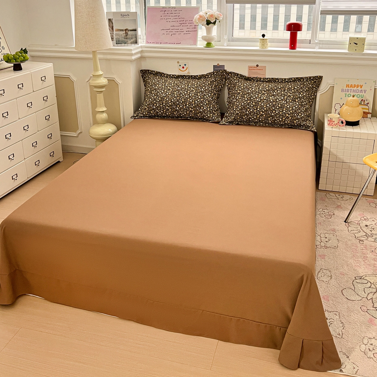 91家纺网 家纺一手货源 找家纺 梦莱斯 2026新款A类古法水洗仿棉云感纱四件套 知秋