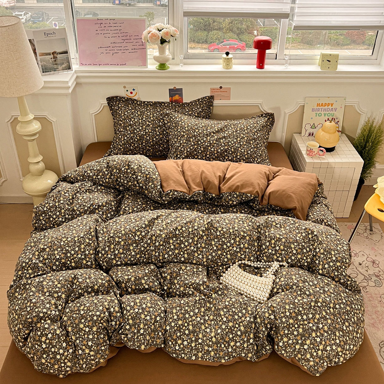 91家纺网 家纺一手货源 找家纺 梦莱斯 2026新款A类古法水洗仿棉云感纱四件套 知秋