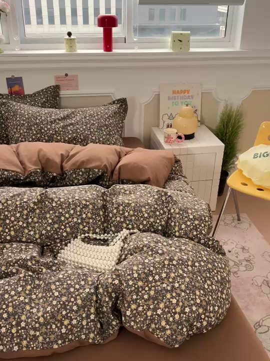 91家纺网 家纺一手货源 找家纺 梦莱斯 2026新款A类古法水洗仿棉云感纱四件套 知秋