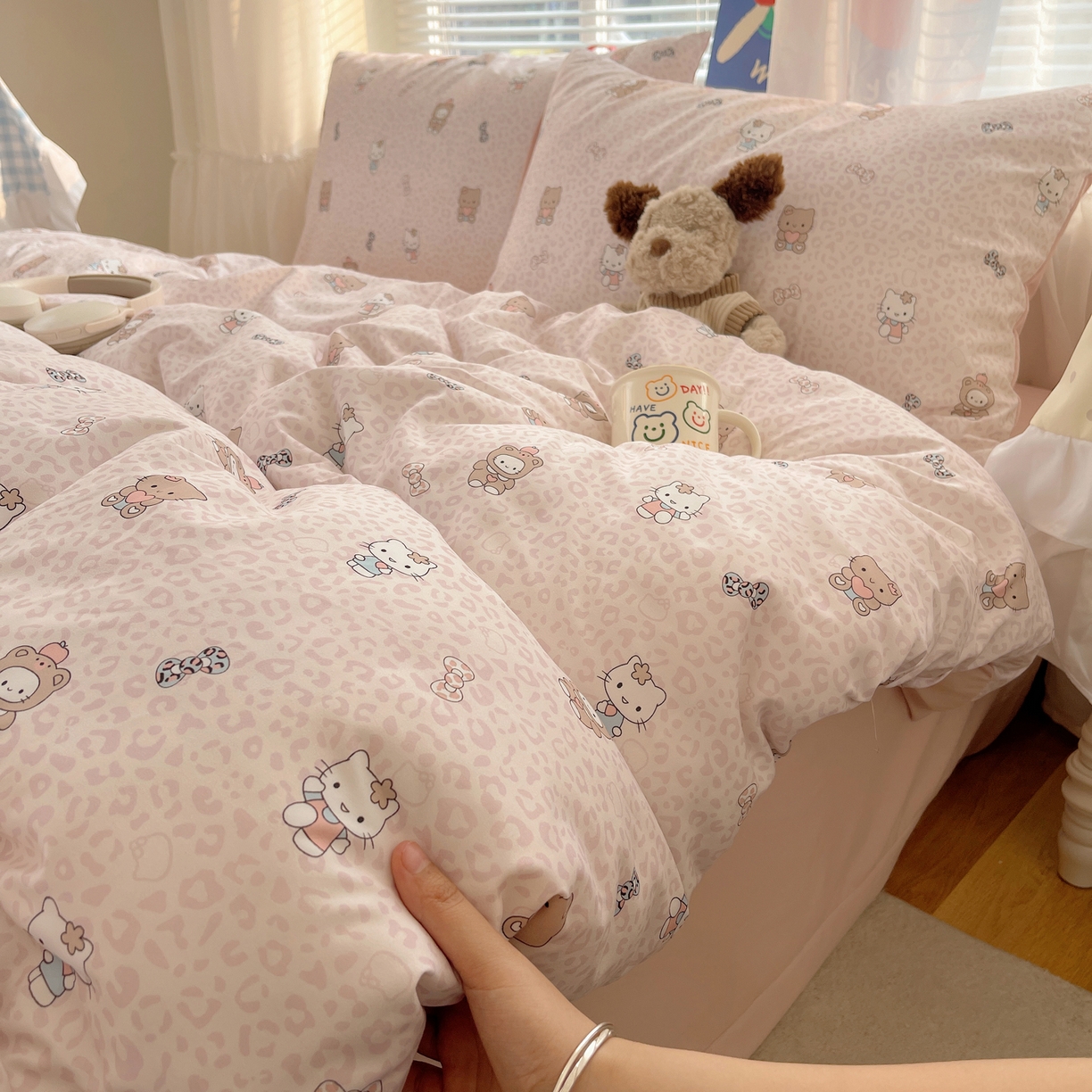 91家纺网 家纺一手货源 找家纺 （总）耀悦家纺 2026新款古法仿棉云朵棉吊边床单童趣四件套-第一弹