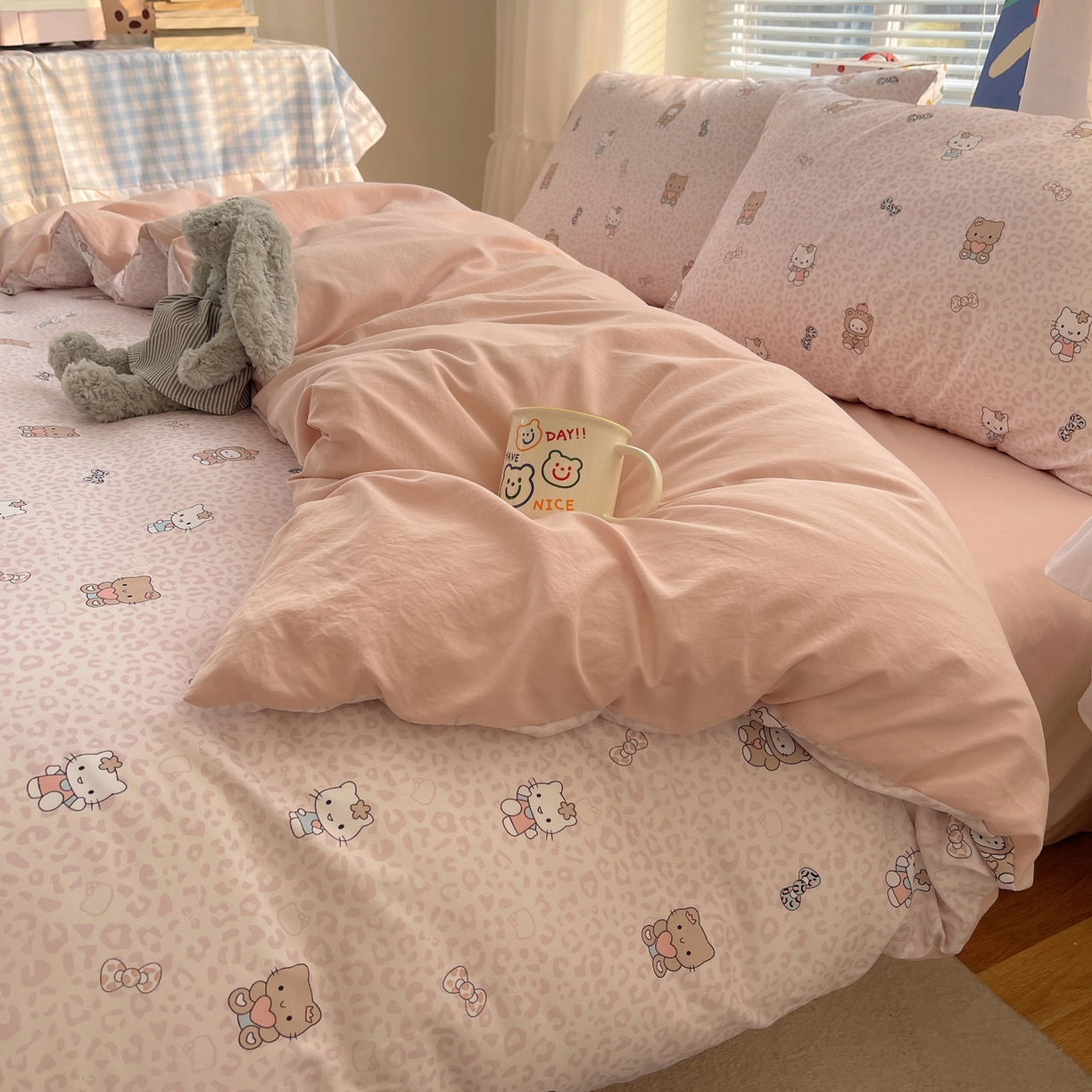 91家纺网 家纺一手货源 找家纺 （总）耀悦家纺 2026新款古法仿棉云朵棉吊边床单童趣四件套-第一弹