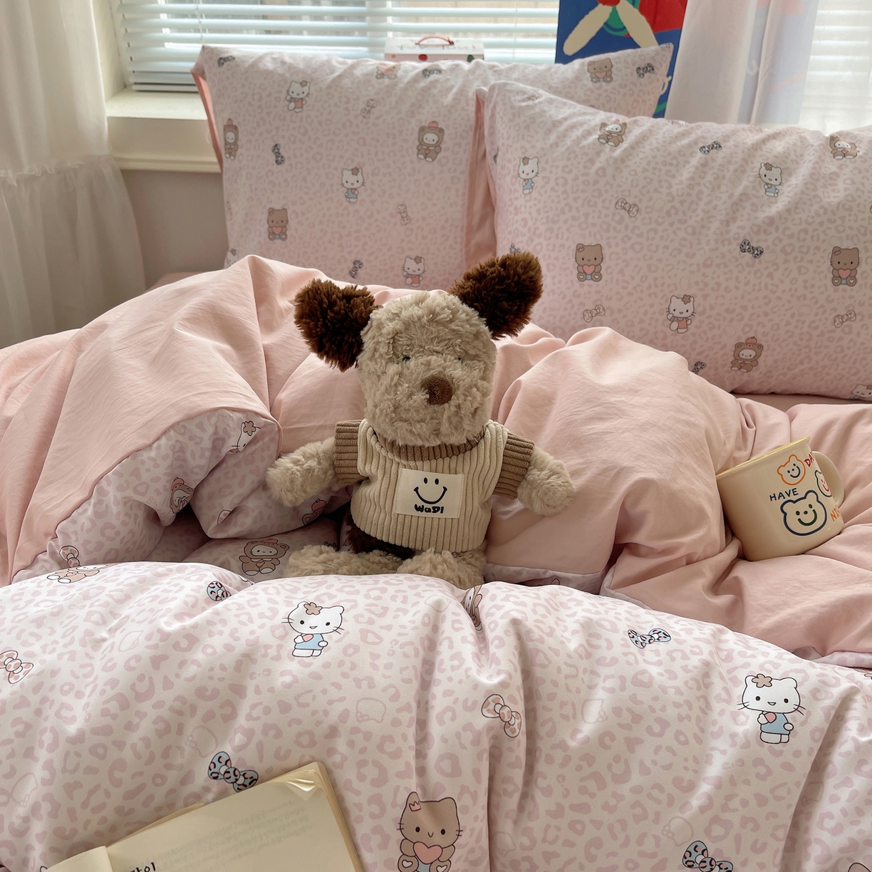 91家纺网 家纺一手货源 找家纺 （总）耀悦家纺 2026新款古法仿棉云朵棉吊边床单童趣四件套-第一弹