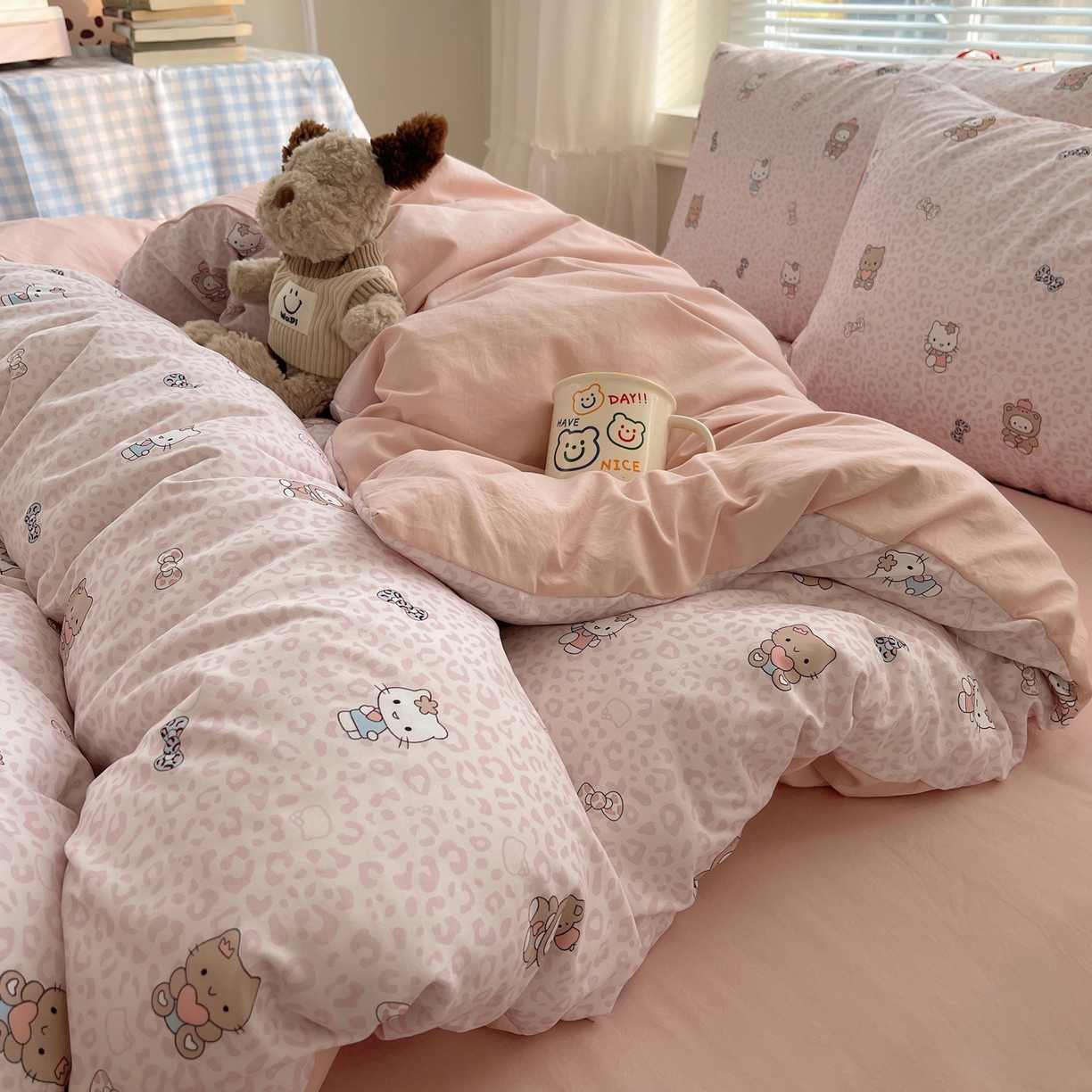 91家纺网 家纺一手货源 找家纺 （总）耀悦家纺 2026新款古法仿棉云朵棉吊边床单童趣四件套-第一弹