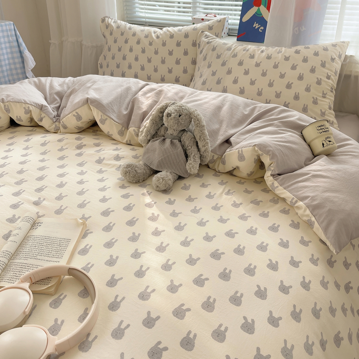 91家纺网 家纺一手货源 找家纺 耀悦家纺 2026新款古法仿棉云朵棉吊边床单童趣四件套-第一弹 兔梦泽