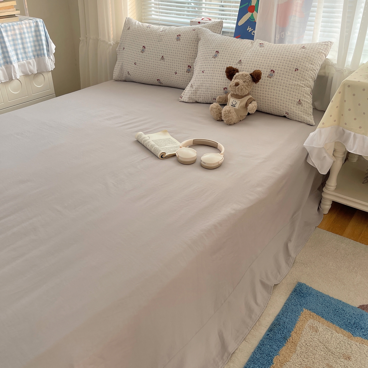 91家纺网 家纺一手货源 找家纺 耀悦家纺 2026新款古法仿棉云朵棉吊边床单童趣四件套-第一弹 芋泥波波兔