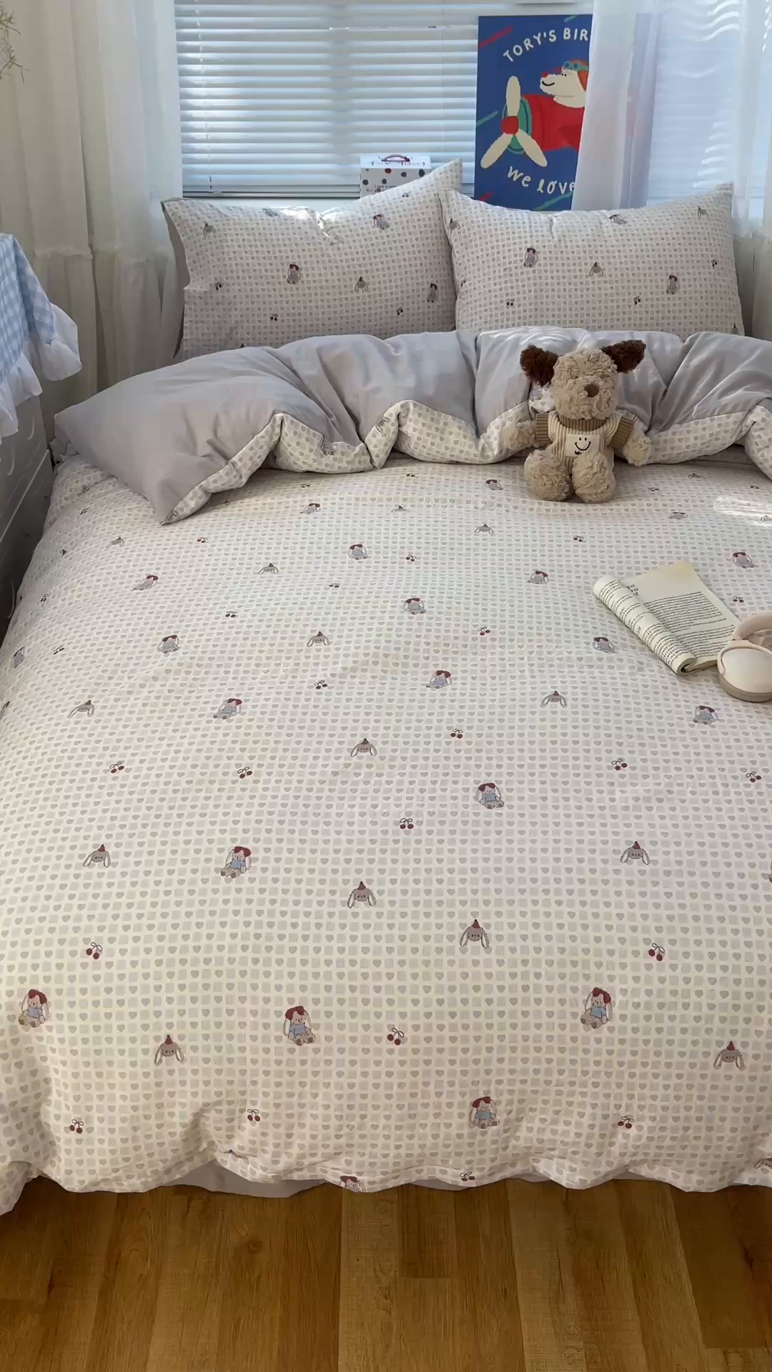 91家纺网 家纺一手货源 找家纺 耀悦家纺 2026新款古法仿棉云朵棉吊边床单童趣四件套-第一弹 芋泥波波兔