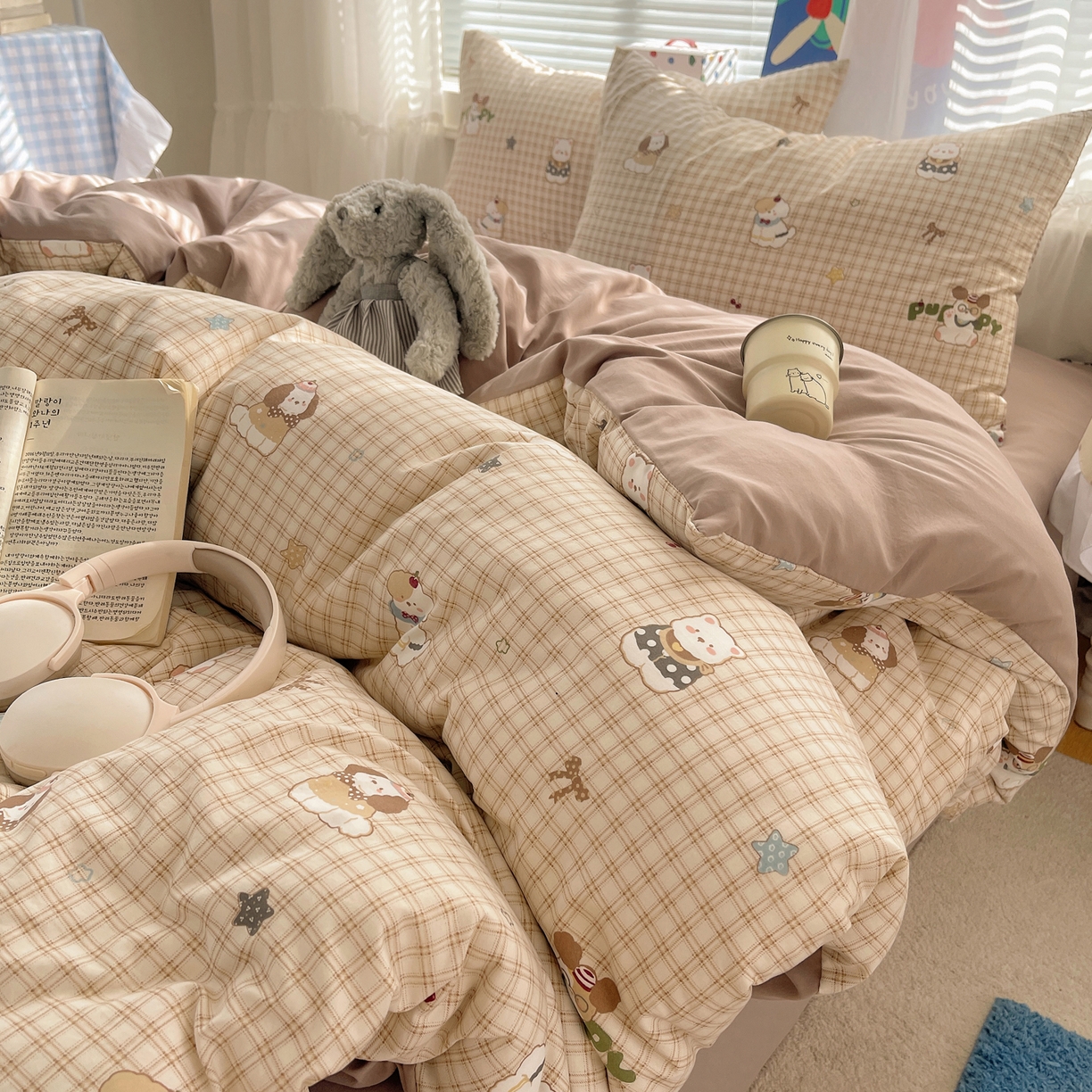 耀悦家纺 2026新款古法仿棉云朵棉吊边床单童趣四件套-第一弹 周末比熊