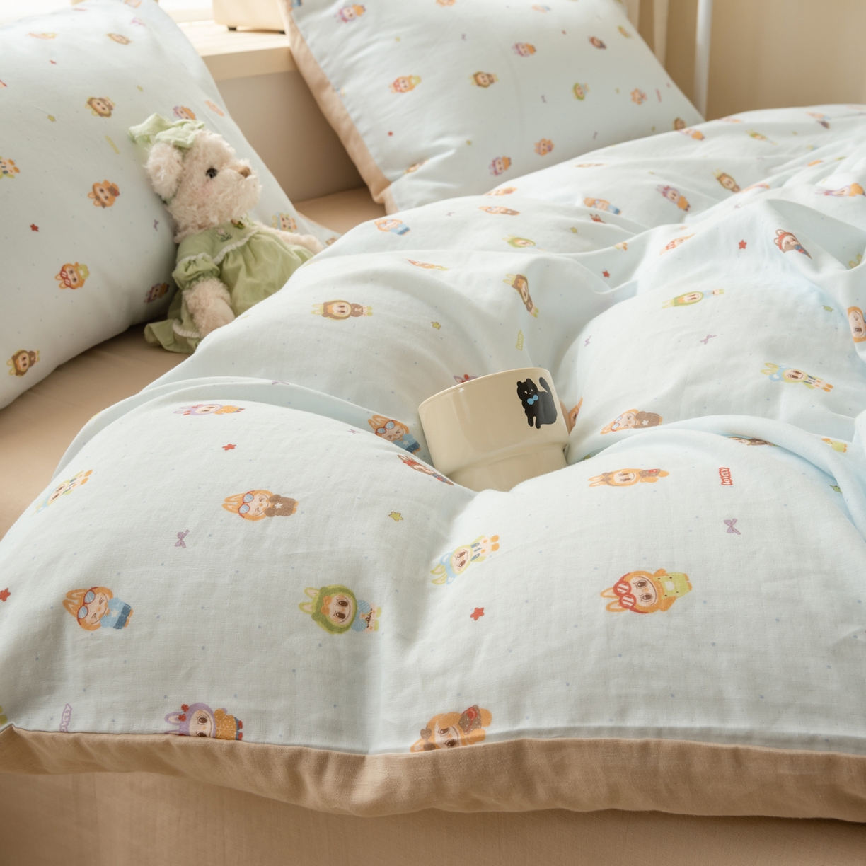 91家纺网 家纺一手货源 找家纺 雯雨家纺 2026新款A类全棉有氧双层纱单被套 布精灵