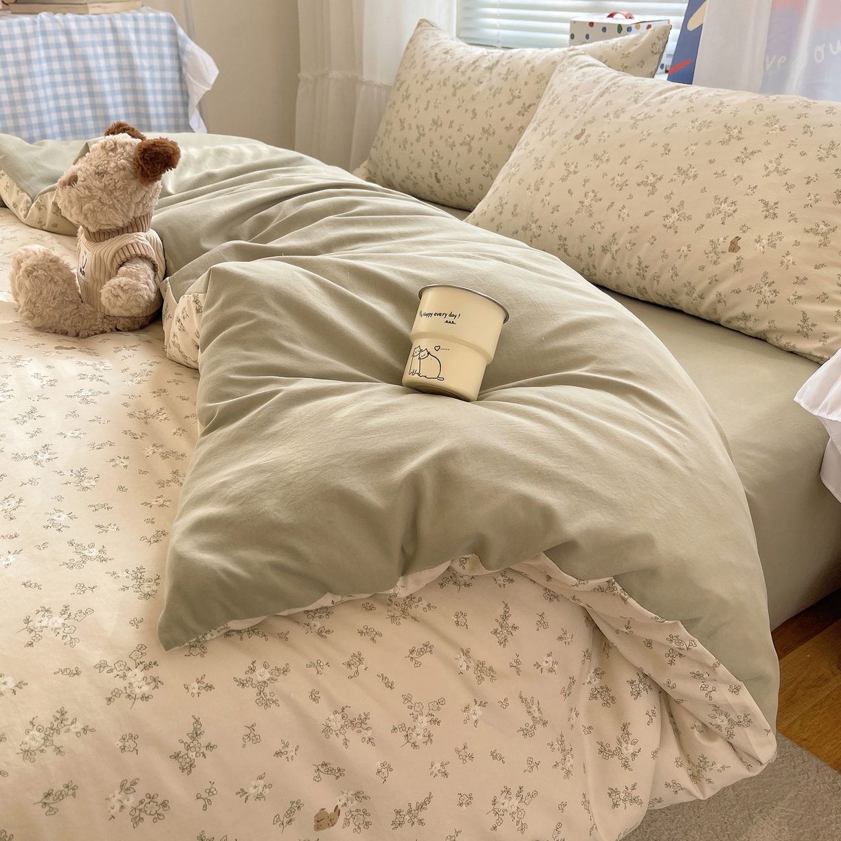 91家纺网 家纺一手货源 找家纺 （总）耀悦家纺 2026新款古法仿棉云朵棉吊边床单童趣四件套-第二弹