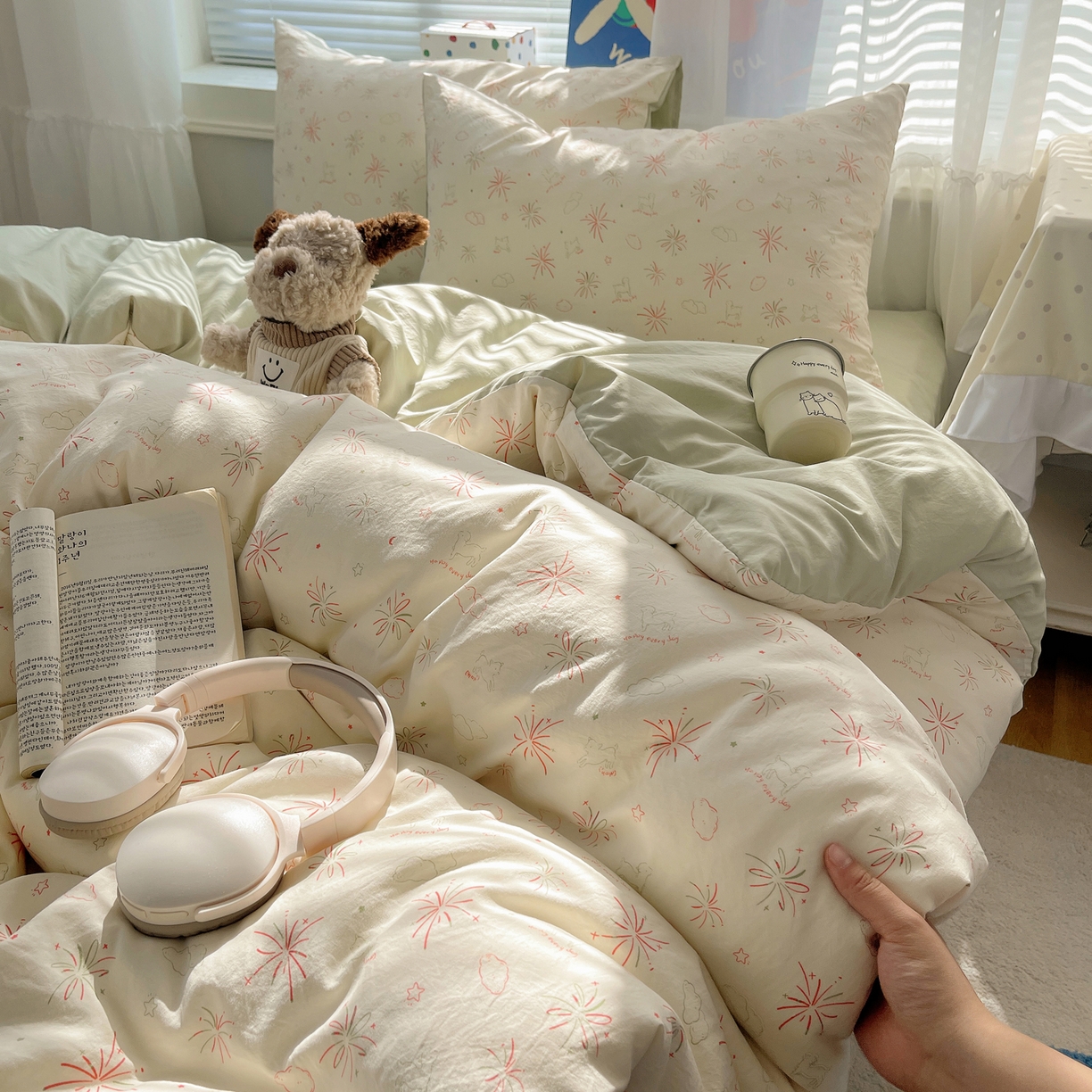 91家纺网 家纺一手货源 找家纺 （总）耀悦家纺 2026新款古法仿棉云朵棉吊边床单童趣四件套-第二弹