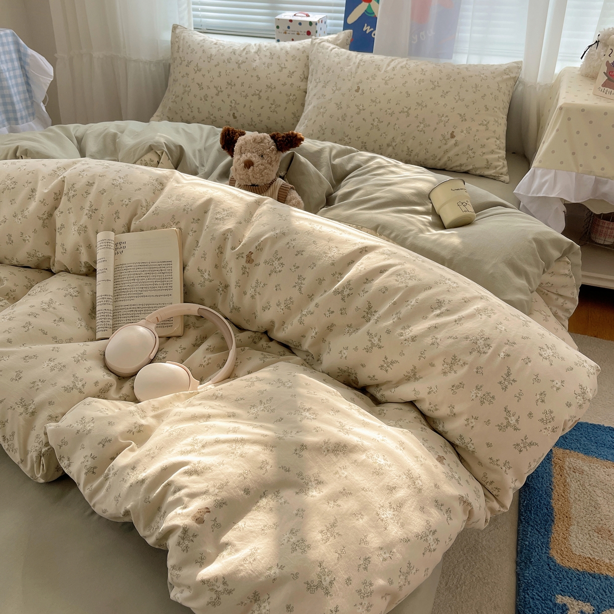 91家纺网 家纺一手货源 找家纺 耀悦家纺 2026新款古法仿棉云朵棉吊边床单童趣四件套-第二弹 春野小兔