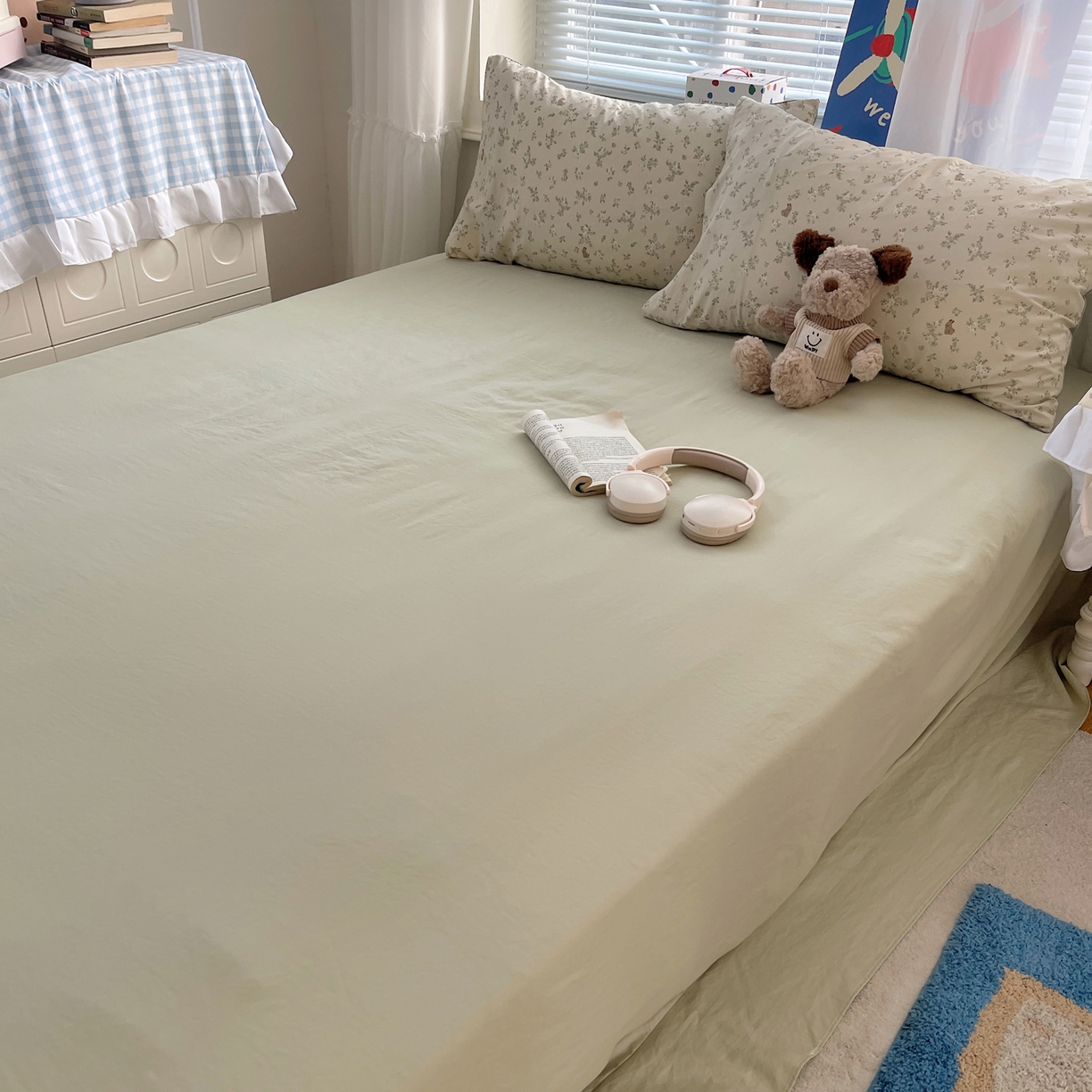 91家纺网 家纺一手货源 找家纺 耀悦家纺 2026新款古法仿棉云朵棉吊边床单童趣四件套-第二弹 春野小兔