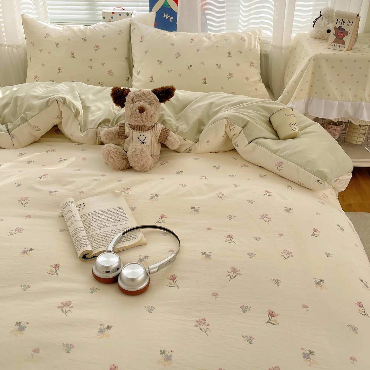 91家纺网 家纺一手货源 找家纺 耀悦家纺 2026新款古法仿棉云朵棉吊边床单童趣四件套-第二弹 芍药与春