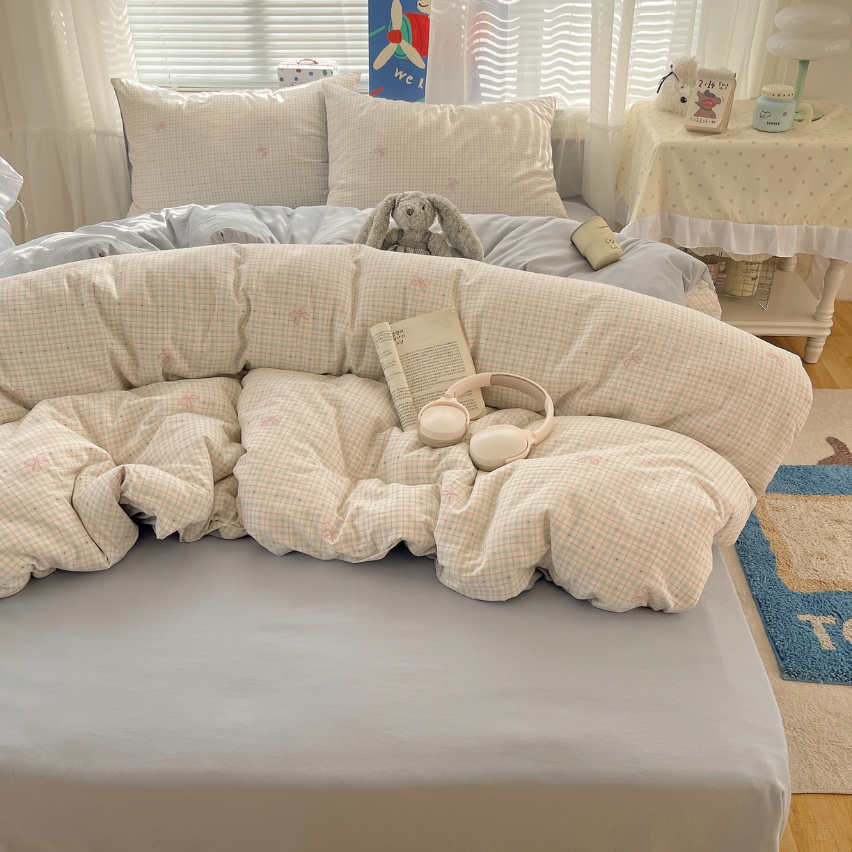 91家纺网 家纺一手货源 找家纺 耀悦家纺 2026新款古法仿棉云朵棉吊边床单童趣四件套-第二弹 休闲蝴蝶结