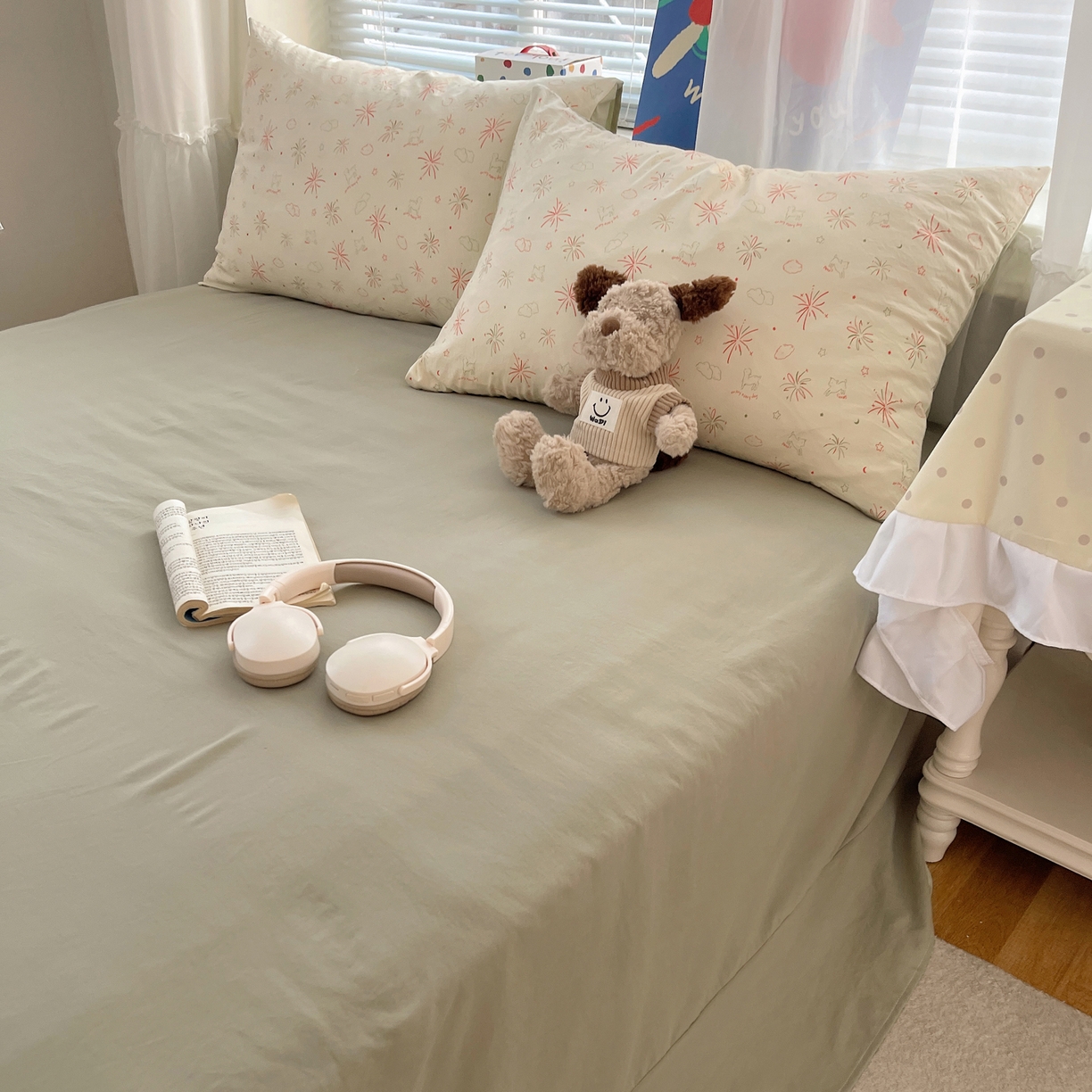 91家纺网 家纺一手货源 找家纺 耀悦家纺 2026新款古法仿棉云朵棉吊边床单童趣四件套-第二弹 烟花梦野