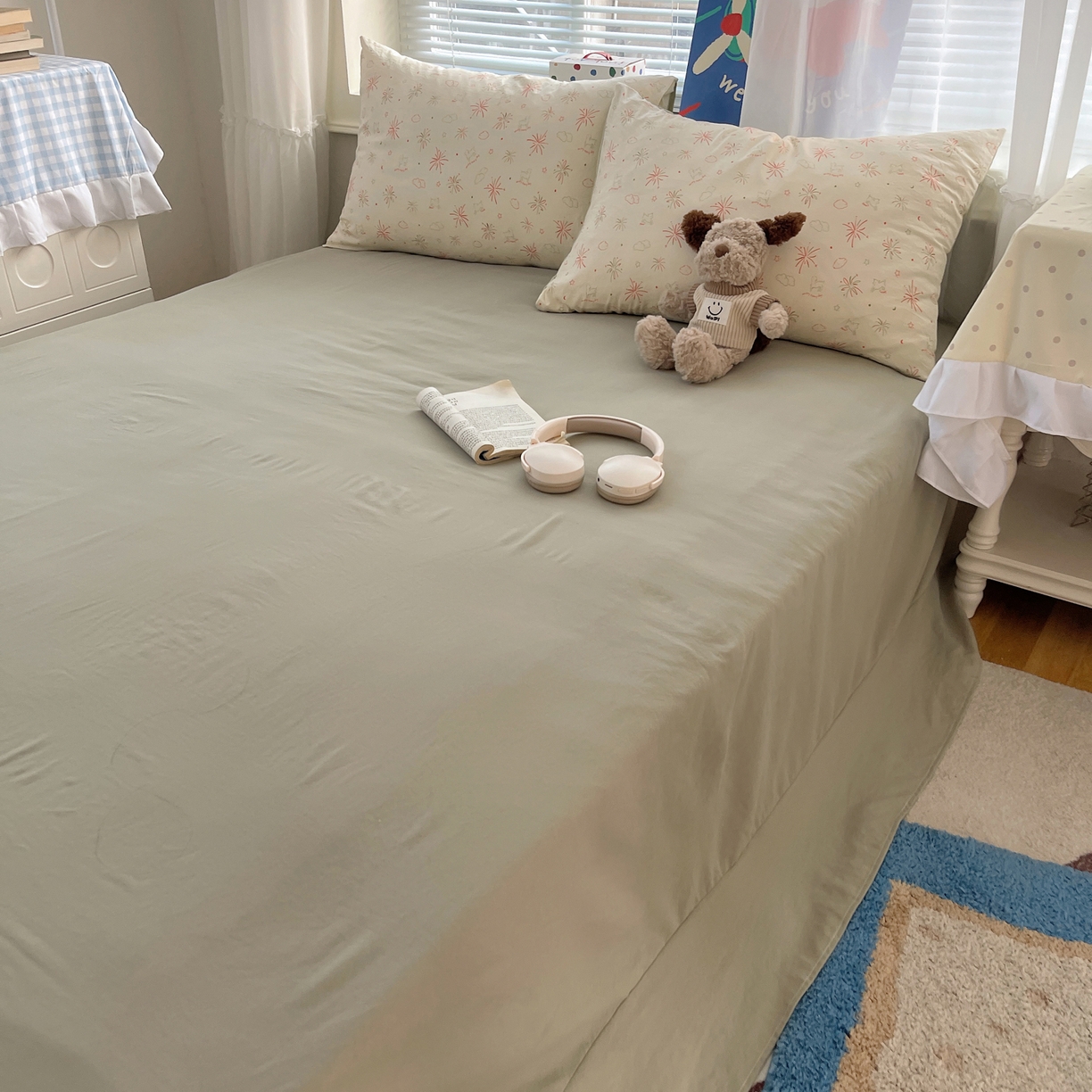 91家纺网 家纺一手货源 找家纺 耀悦家纺 2026新款古法仿棉云朵棉吊边床单童趣四件套-第二弹 烟花梦野