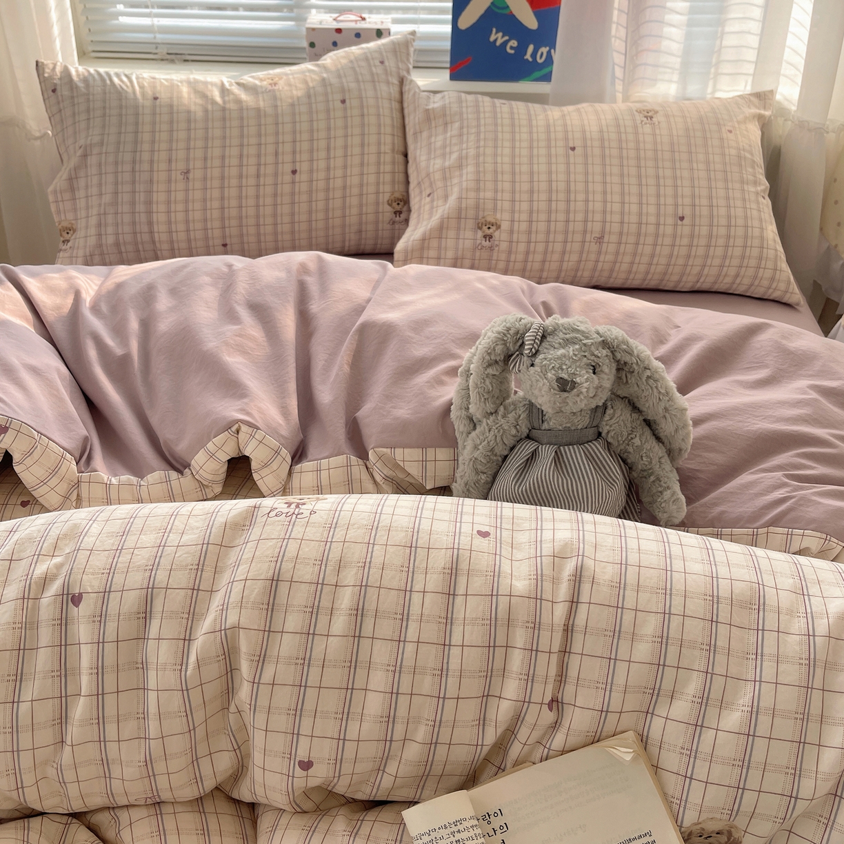 91家纺网 家纺一手货源 找家纺 耀悦家纺 2026新款古法仿棉云朵棉吊边床单童趣四件套-第二弹 优雅格格狗