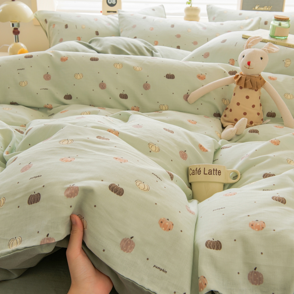 91家纺网 家纺一手货源 找家纺 雯雨家纺 2026新款A类全棉有氧双层纱单被套 南语-绿