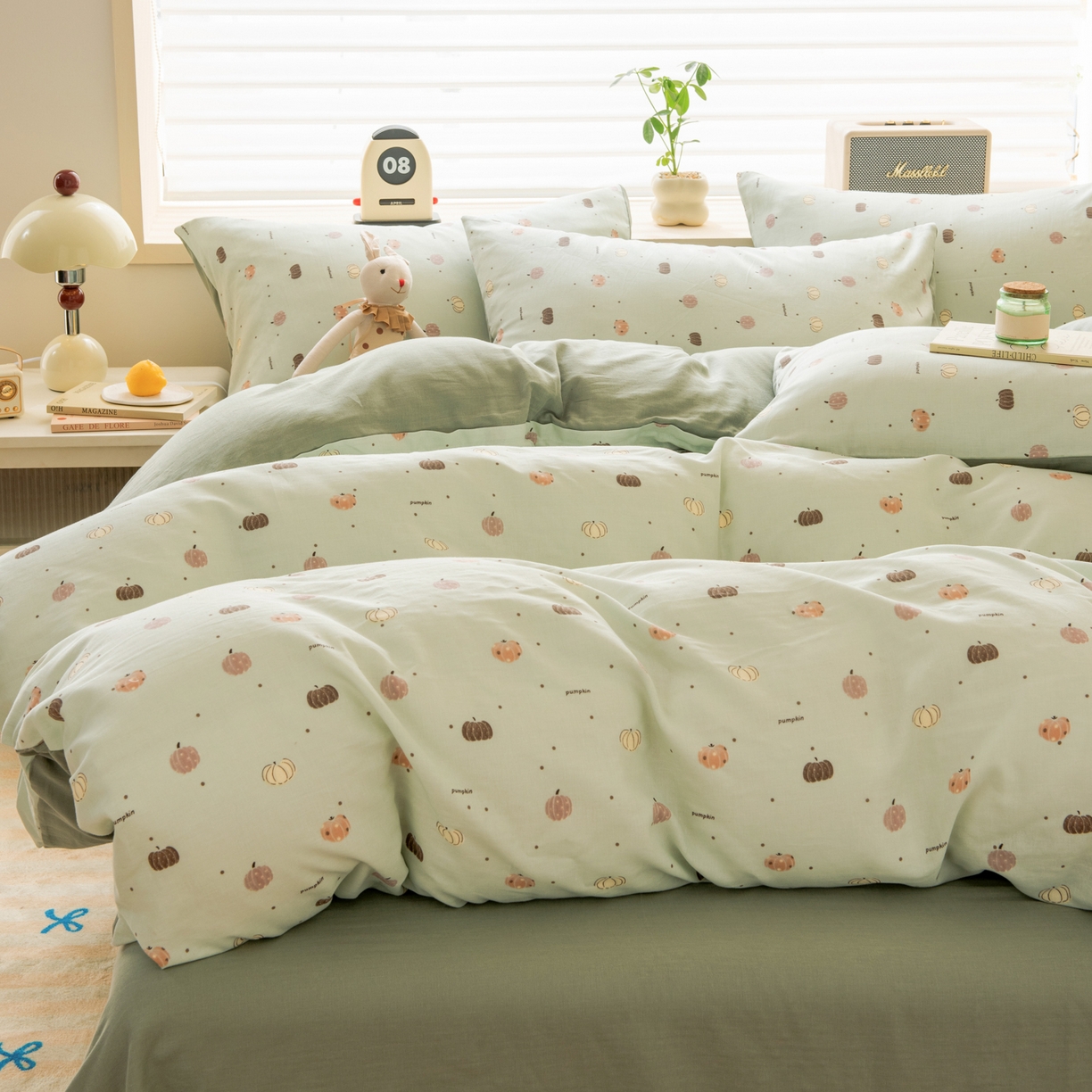 91家纺网 家纺一手货源 找家纺 雯雨家纺 2026新款A类全棉有氧双层纱单被套 南语-绿