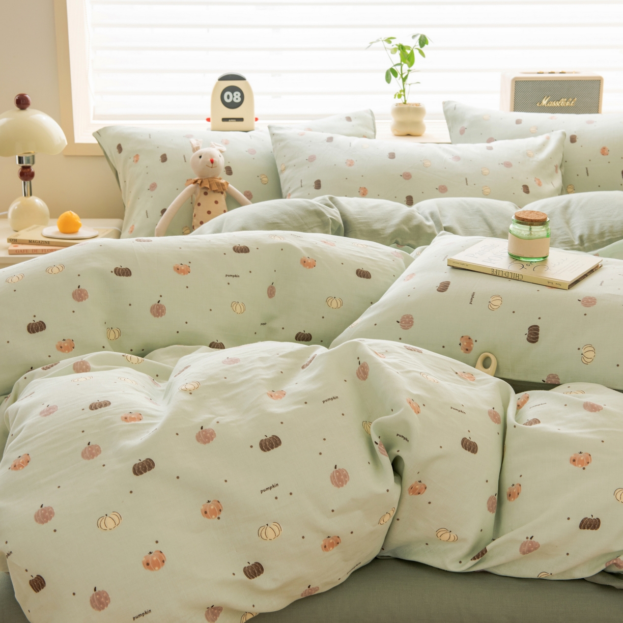 91家纺网 家纺一手货源 找家纺 雯雨家纺 2026新款A类全棉有氧双层纱单被套 南语-绿