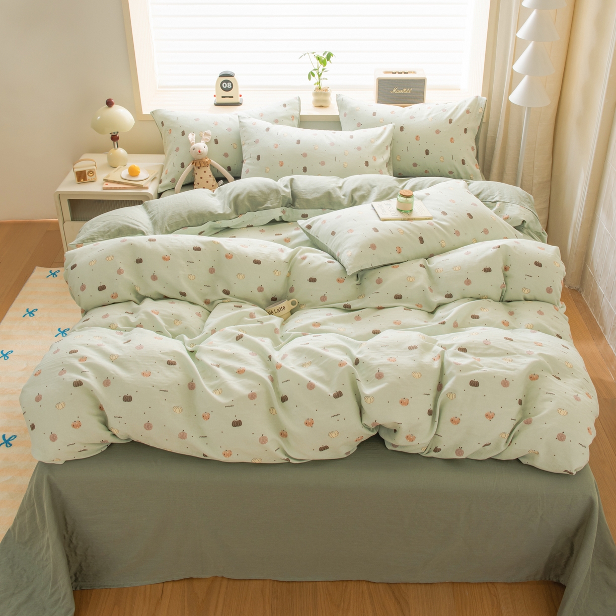 91家纺网 家纺一手货源 找家纺 雯雨家纺 2026新款A类全棉有氧双层纱单被套 南语-绿