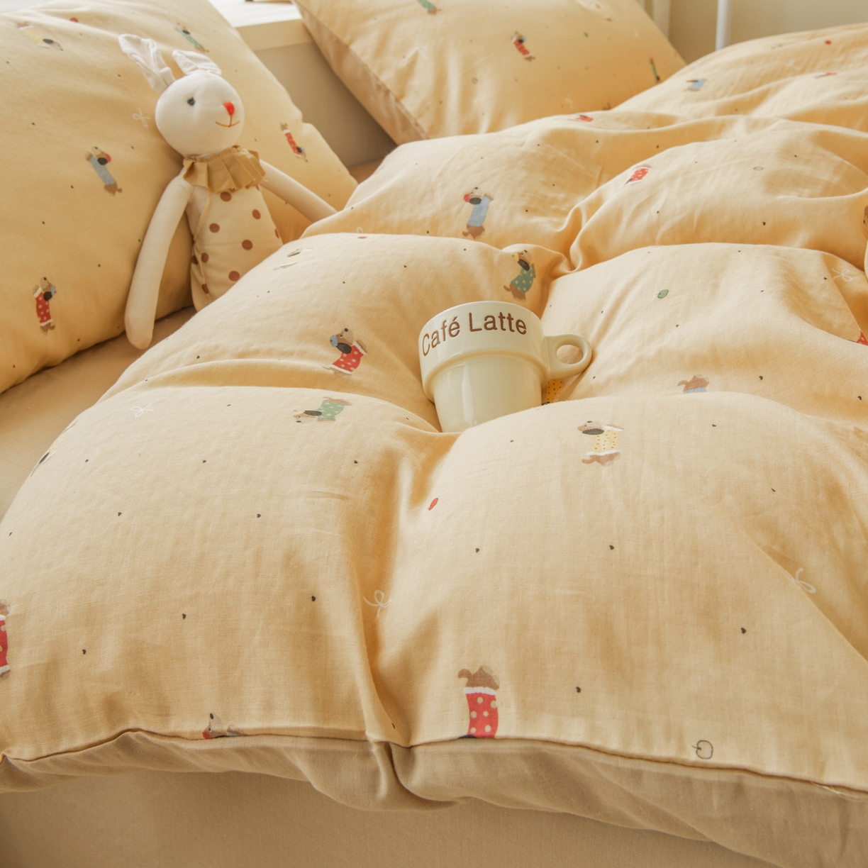 雯雨家纺 2026新款A类全棉有氧双层纱单被套 皮皮狗