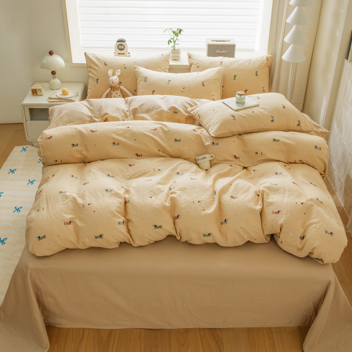 91家纺网 家纺一手货源 找家纺 雯雨家纺 2026新款A类全棉有氧双层纱单被套 皮皮狗