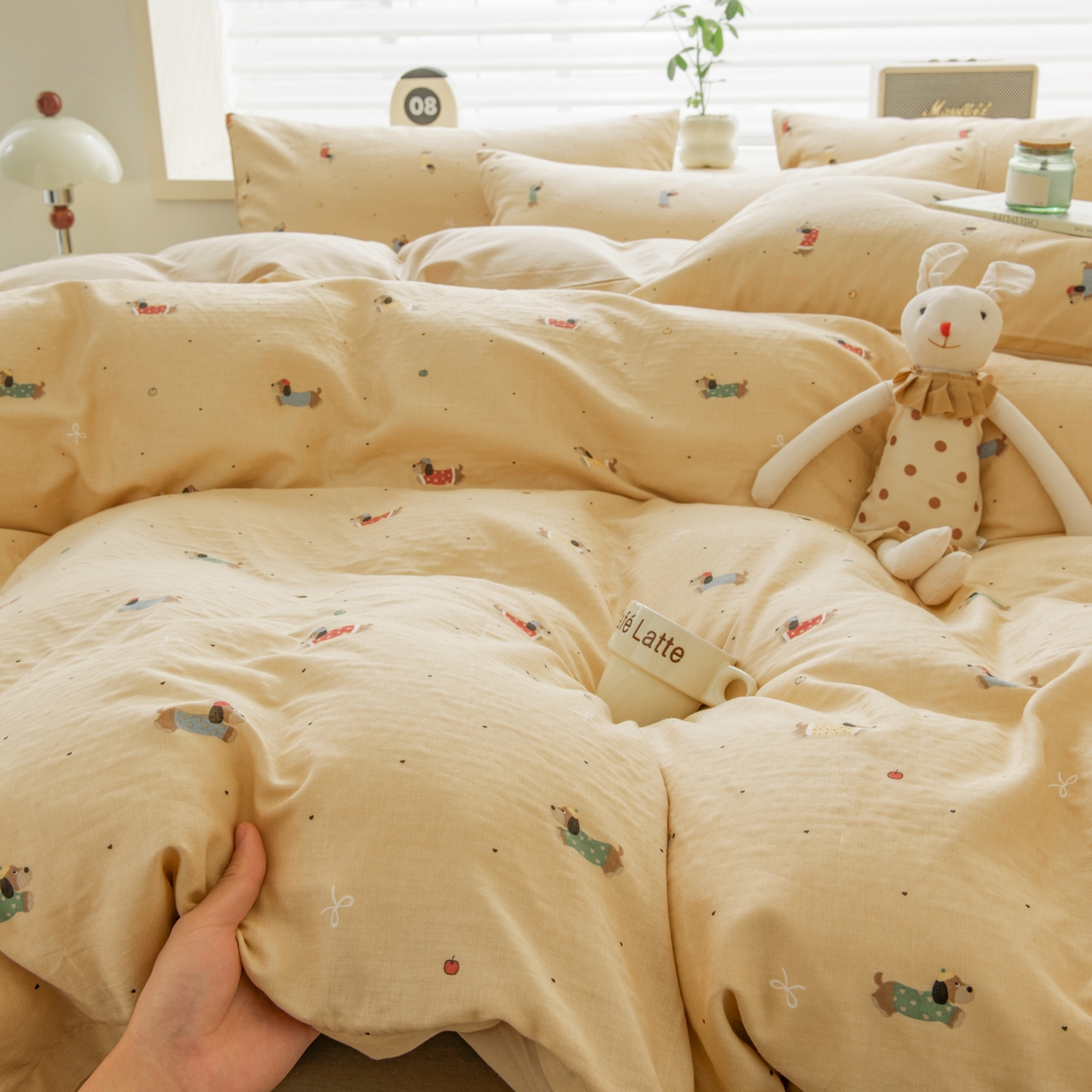 91家纺网 家纺一手货源 找家纺 雯雨家纺 2026新款A类全棉有氧双层纱单被套 皮皮狗