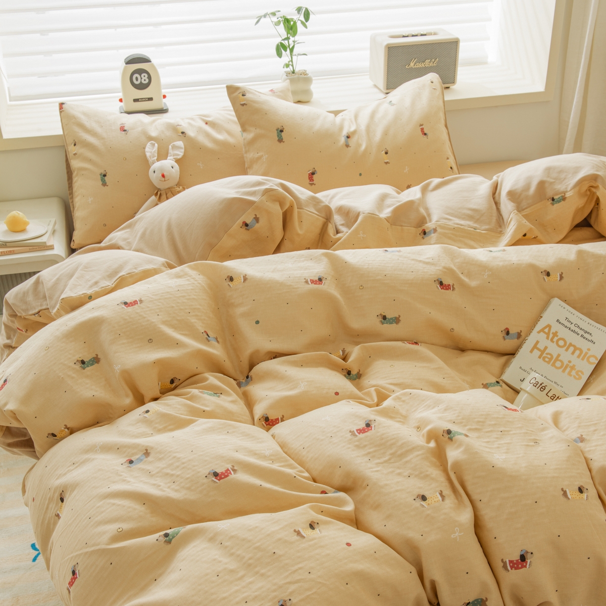 91家纺网 家纺一手货源 找家纺 雯雨家纺 2026新款A类全棉有氧双层纱单被套 皮皮狗