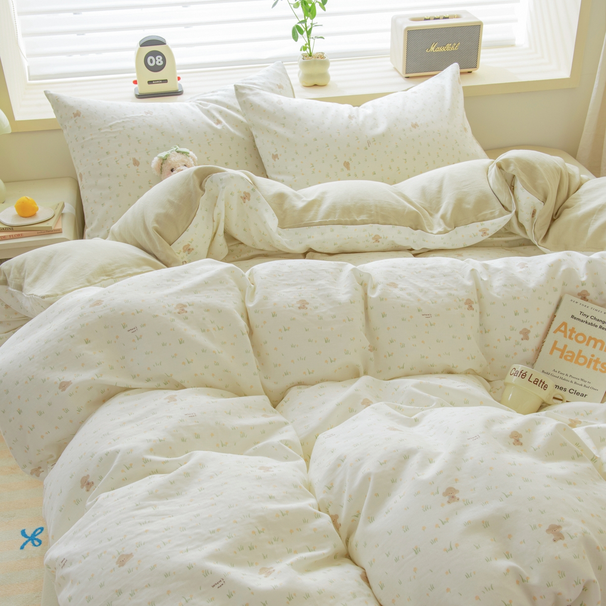 91家纺网 家纺一手货源 找家纺 雯雨家纺 2026新款A类全棉有氧双层纱单被套 田园小熊