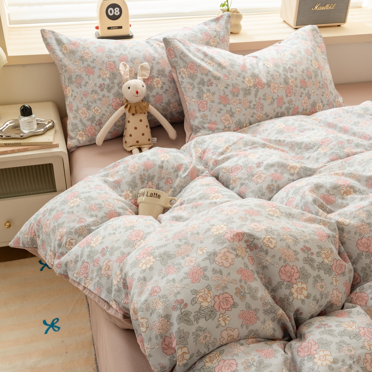 91家纺网 家纺一手货源 找家纺 雯雨家纺 2026新款A类全棉有氧双层纱单被套 香水繁花-兰