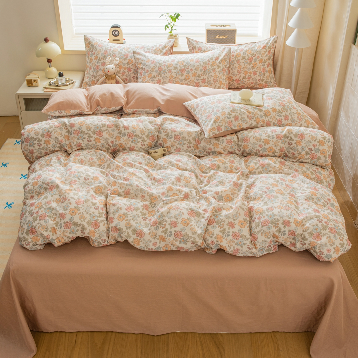 91家纺网 家纺一手货源 找家纺 雯雨家纺 2026新款A类全棉有氧双层纱单被套 香水繁花-米