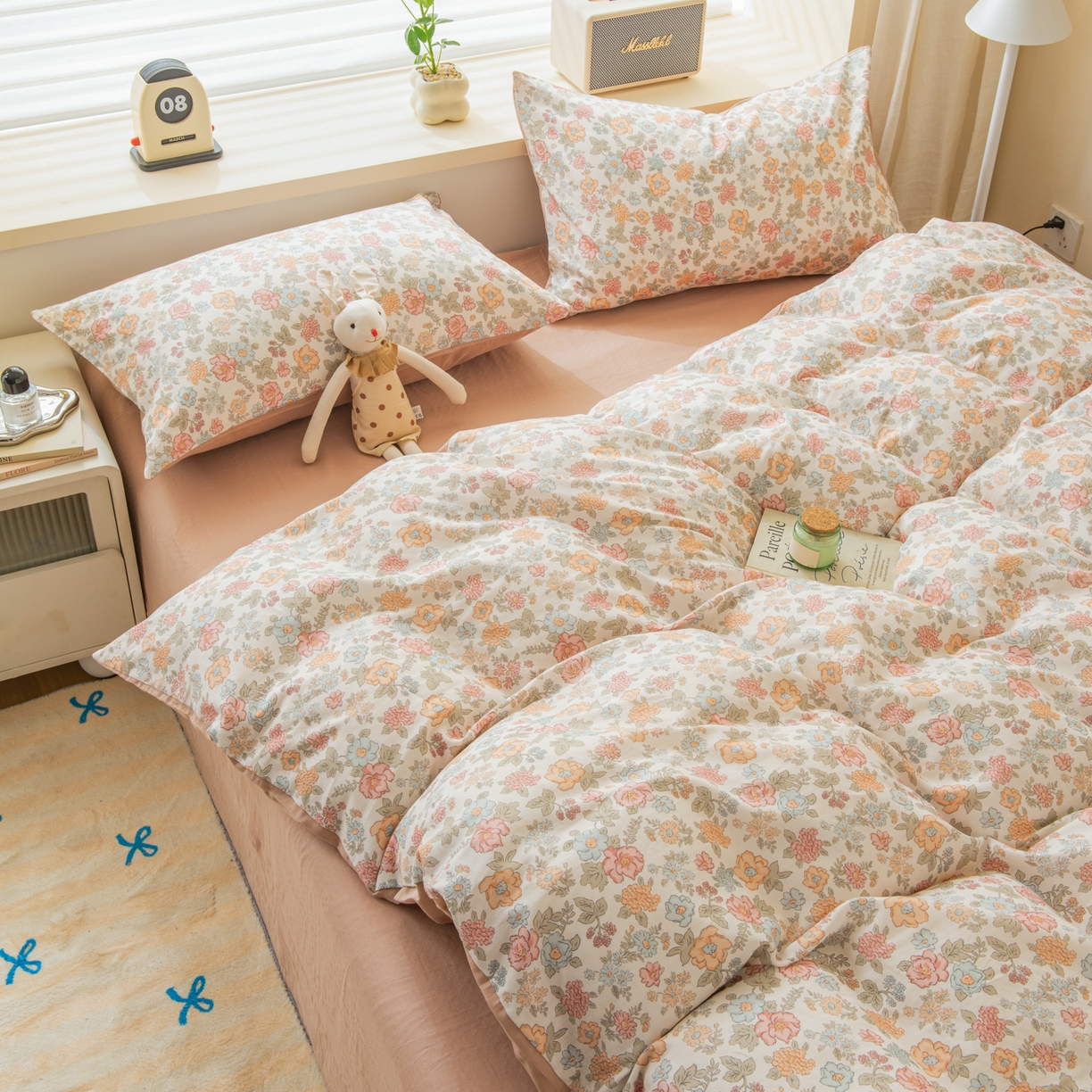 91家纺网 家纺一手货源 找家纺 雯雨家纺 2026新款A类全棉有氧双层纱单被套 香水繁花-米