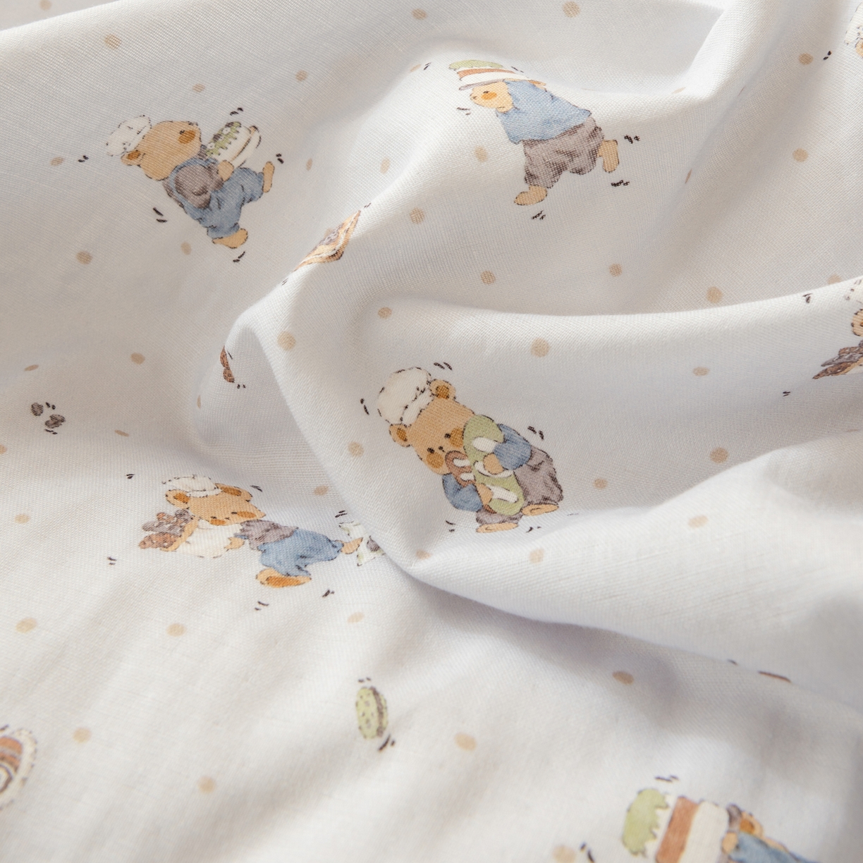 91家纺网 家纺一手货源 找家纺 雯雨家纺 2026新款A类全棉有氧双层纱单被套 小熊礼物