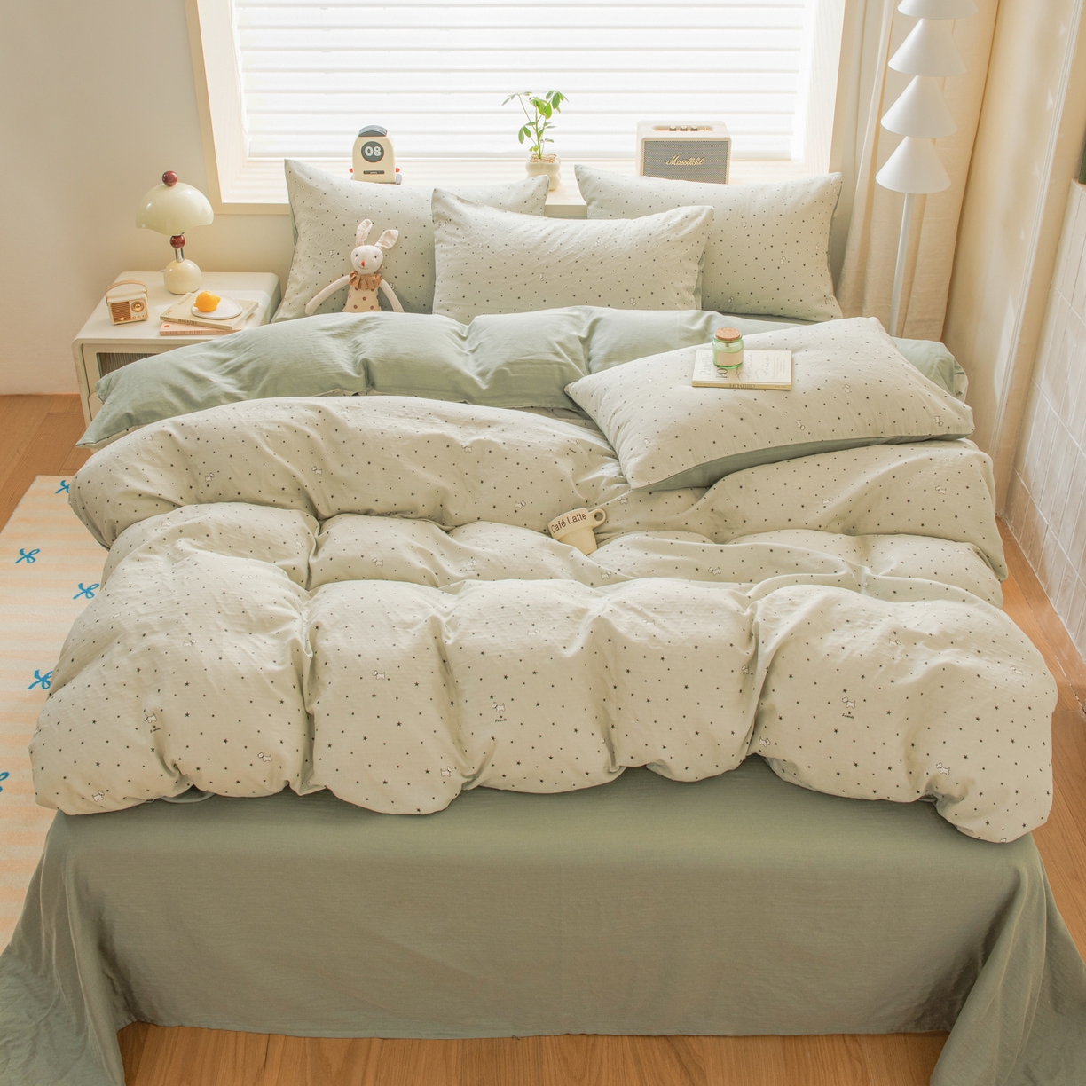 91家纺网 家纺一手货源 找家纺 雯雨家纺 2026新款A类全棉有氧双层纱单被套 星空犬