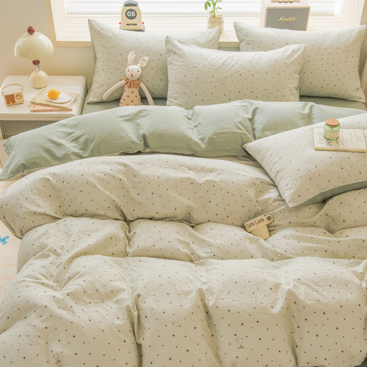 91家纺网 家纺一手货源 找家纺 雯雨家纺 2026新款A类全棉有氧双层纱单被套 星空犬