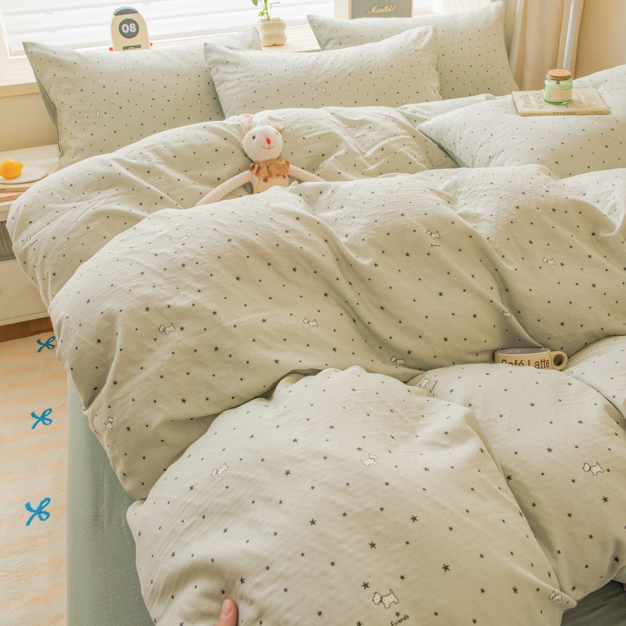 91家纺网 家纺一手货源 找家纺 雯雨家纺 2026新款A类全棉有氧双层纱单被套 星空犬