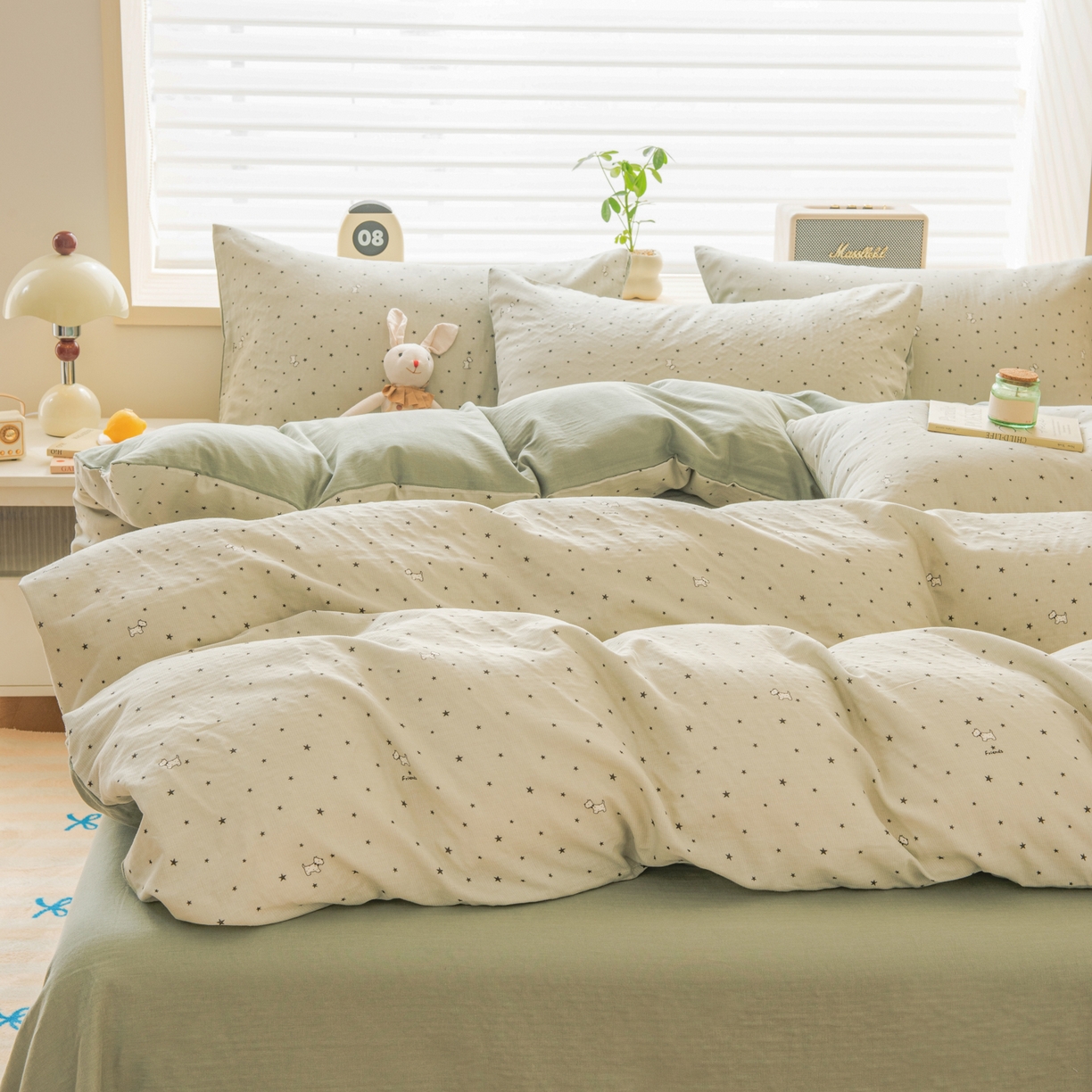 91家纺网 家纺一手货源 找家纺 雯雨家纺 2026新款A类全棉有氧双层纱单被套 星空犬