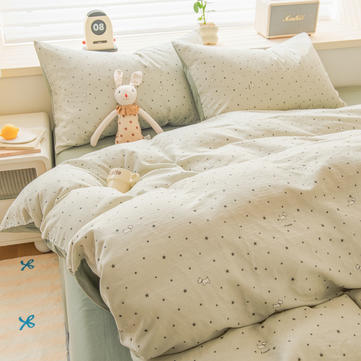 91家纺网 家纺一手货源 找家纺 雯雨家纺 2026新款A类全棉有氧双层纱单被套 星空犬