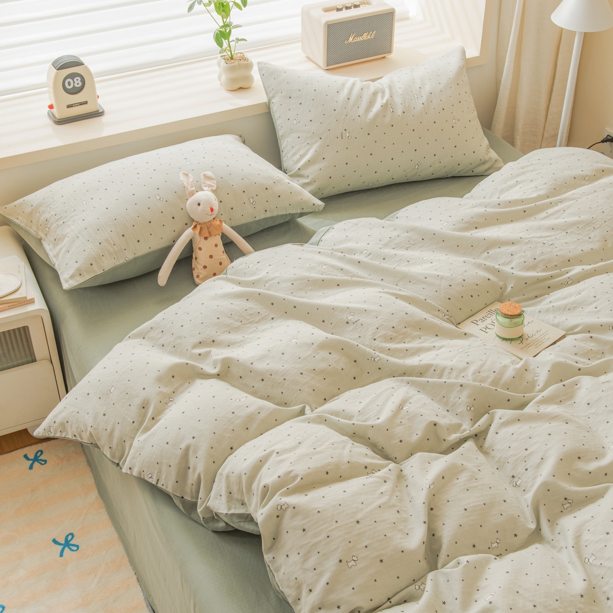 91家纺网 家纺一手货源 找家纺 雯雨家纺 2026新款A类全棉有氧双层纱单被套 星空犬